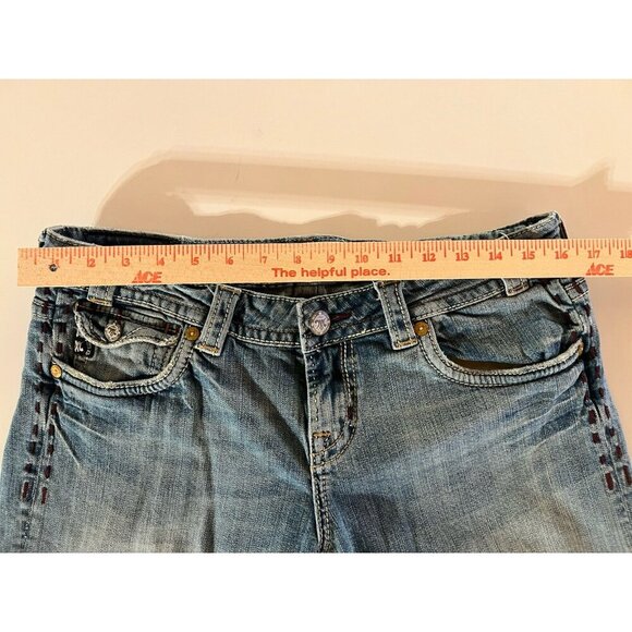 Vintage Y2K Mek Denim cut-off denim long shorts sz 31 stitching distressed - Picture 11 of 12